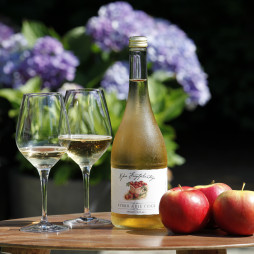 Lækker og smagfuld æblecider, fra Nybro Frugtplantage.
