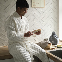 BIG WAFFLE badekåbe også til mænd (Unisex) - Hvid S/M
