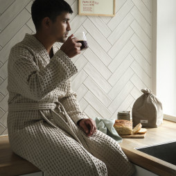 BIG WAFFLE badekåbe også til mænd (Unisex) - Stone S/M