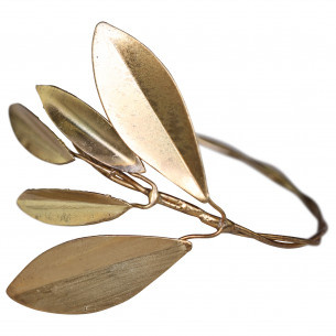 Enkel servietring i messingfarve med blade fra Chic Antique