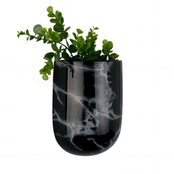Væg blomsterkrukke. Sort marmor print Oval fra Present Time.
