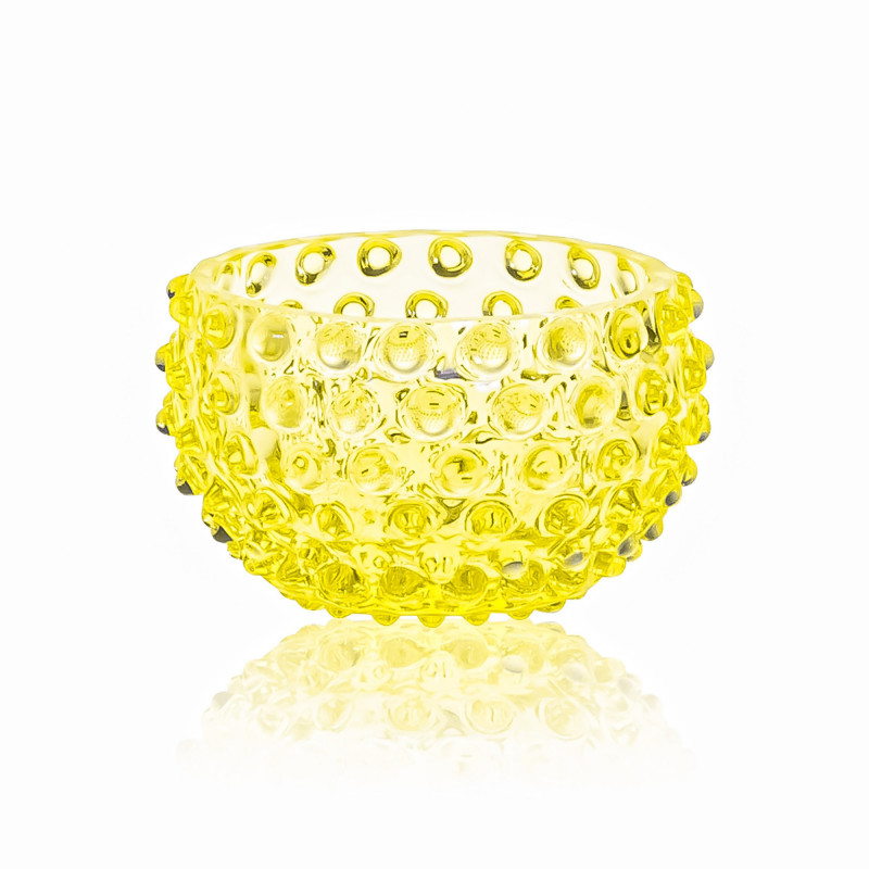 Gul Hobnail Tapas Krystal Skål, 11,5 cm fra Anna Von Lipa