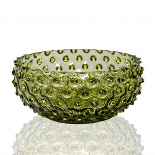 Olivengrøn Hobnail Tapas Krystal Skål, 17 cm fra Anna Von Lipa