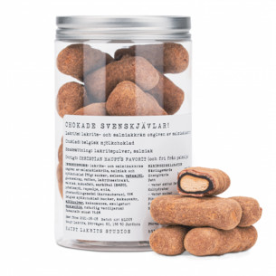 Svenskjävlar m. chokolade fra Haupt Lakrits - saltet svensk lakrids