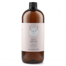Refill til flydende håndsæbe (1000 ml) med duft af geranium, lavendel og patchouli fra Simple Goods