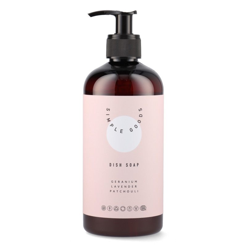 Opvaskemiddel (450 ml) med duft af geranium, lavendel og patchouli fra Simple Goods