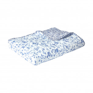 2 sidet Quilt, blå med blomstermønster - Speedtsberg