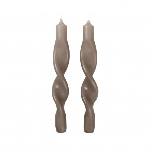 2 stk. grå/brune Snoede Stearinlys Twist fra Broste Copenhagen - S/2 - linen