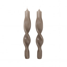 2 stk. grå/brune Snoede Stearinlys Twist fra Broste Copenhagen - S/2 - linen