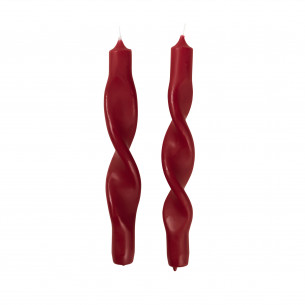 2 stk. røde Snoede Stearinlys Twist fra Broste Copenhagen - S/2 - truely red