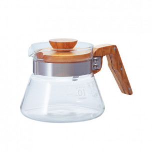 V60 01 Glaskande (400 ml) med håndtag og låg i oliventræ fra Hario