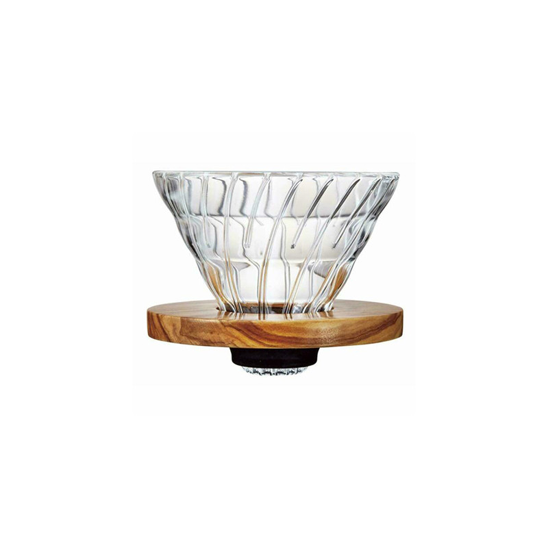 V60 02 Dripper i glas og oliventræ fra Hario