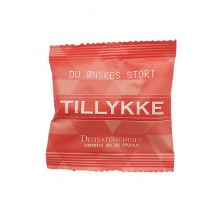 Tillykke flowpack med ca 7 stk Solbær & Jordbær vingummi fra Wally and Whiz