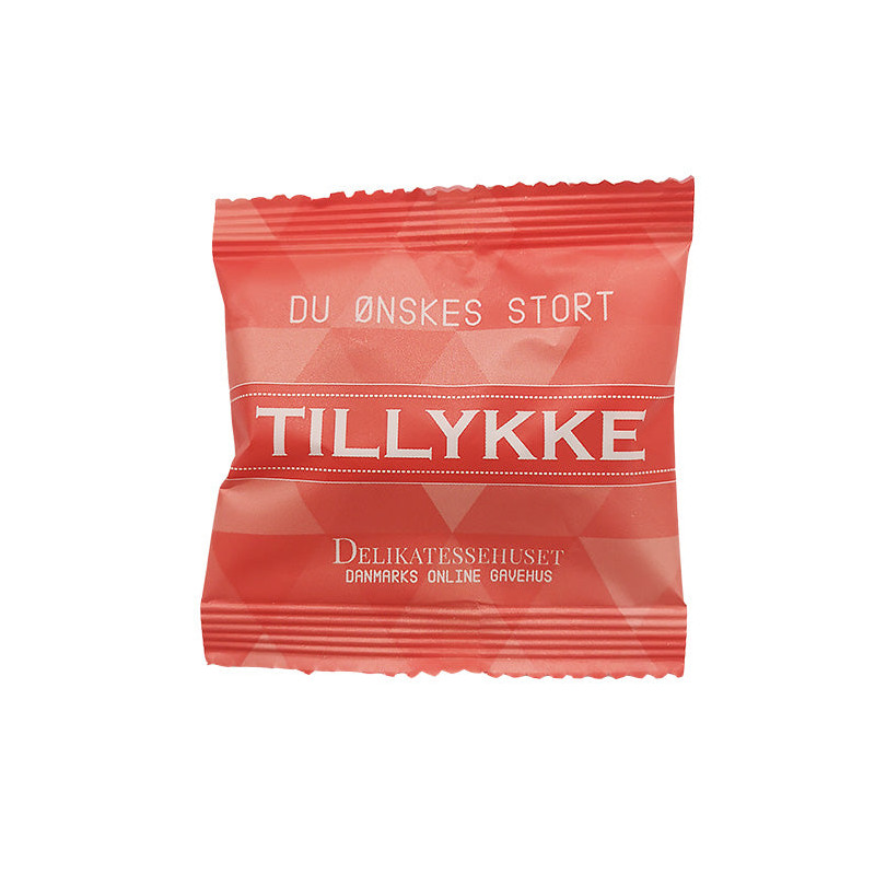 Tillykke flowpack med ca 7 stk Solbær & Jordbær vingummi fra Wally and Whiz