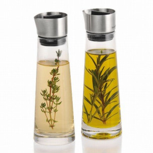 Olie og eddike sæt i glas og børstet stål fra BLOMUS