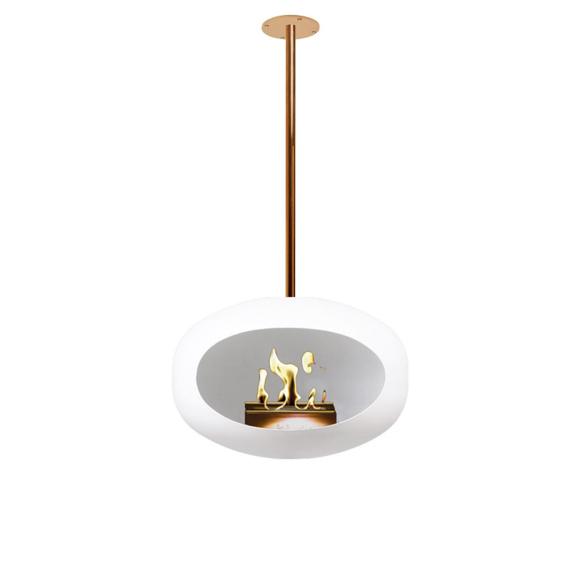 Sky biopejs i hvid med rose gold beslag og stang i 140 cm fra Le Feu