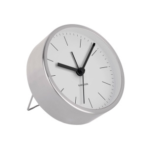 Minimal vækkeur i hvid og sølv (Ø: 10 cm) fra Karlsson