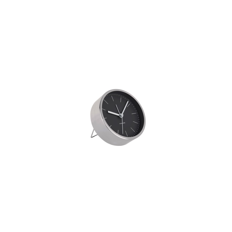 Minimal vækkeur i sort og sølv (Ø: 10 cm) fra Karlsson