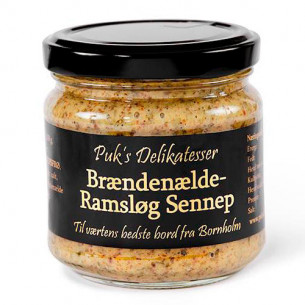 Brændenælde og ramsløg sennep (200 gram) fra Puk's Delikatesser
