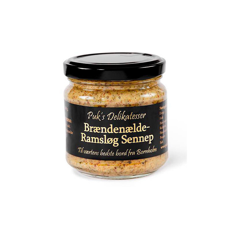 Brændenælde og ramsløg sennep (200 gram) fra Puk's Delikatesser