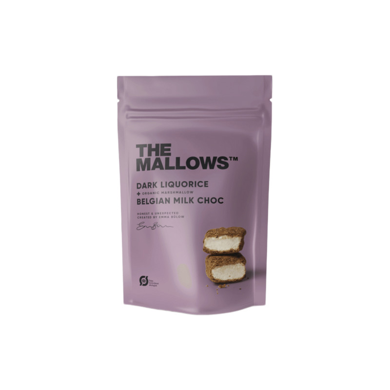Dark Liquorice & Belgian Milk Chocolate skumfiduser (150 gram) fra The Mallows
