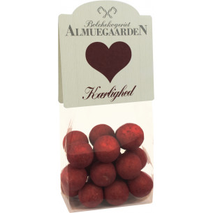 Choko-lakrids m. hindbær - hjertekort fra Almuegaarden