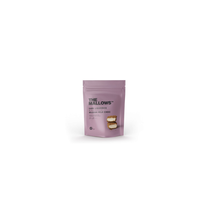 Dark Liquorice & Belgian Milk Choc skumfiduser (90 gram) fra The Mallows