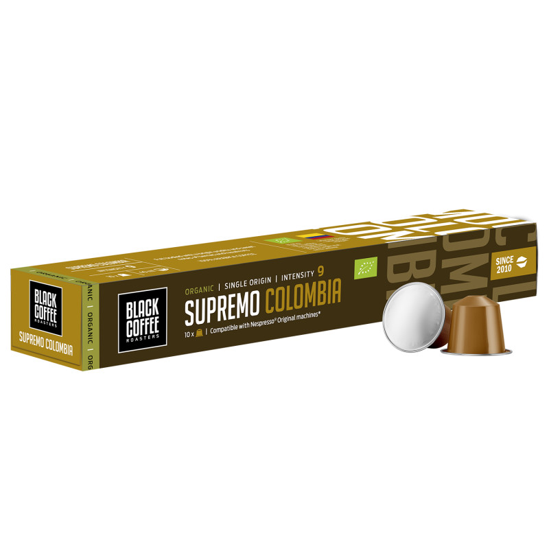 Supremo Colombia kaffekapsler (10 stk) fra Black Coffee Roasters