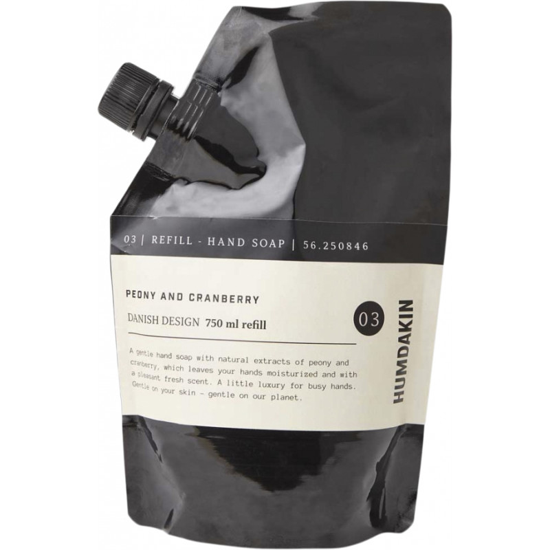 Refill pose til håndsæbe med pæoner og tranebær (750 ml) fra Humdakin