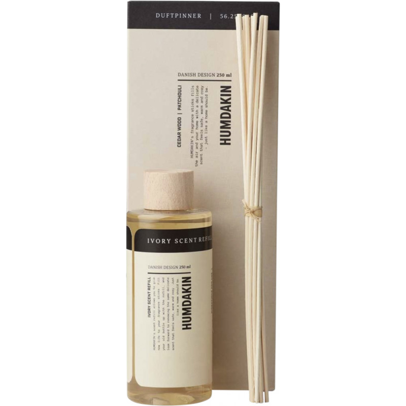Refill sæt til duftpinde med ivory duft (250 ml) fra Humdakin