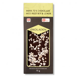 Mørk chokolade med ingefær og lemon (75 gram) fra Økoladen