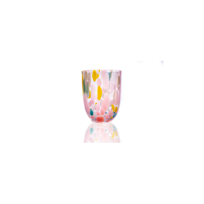 Big Confett glas (250 ml) med spots i rosa, gul, turkis, blå og grøn fra Anna von Lipa