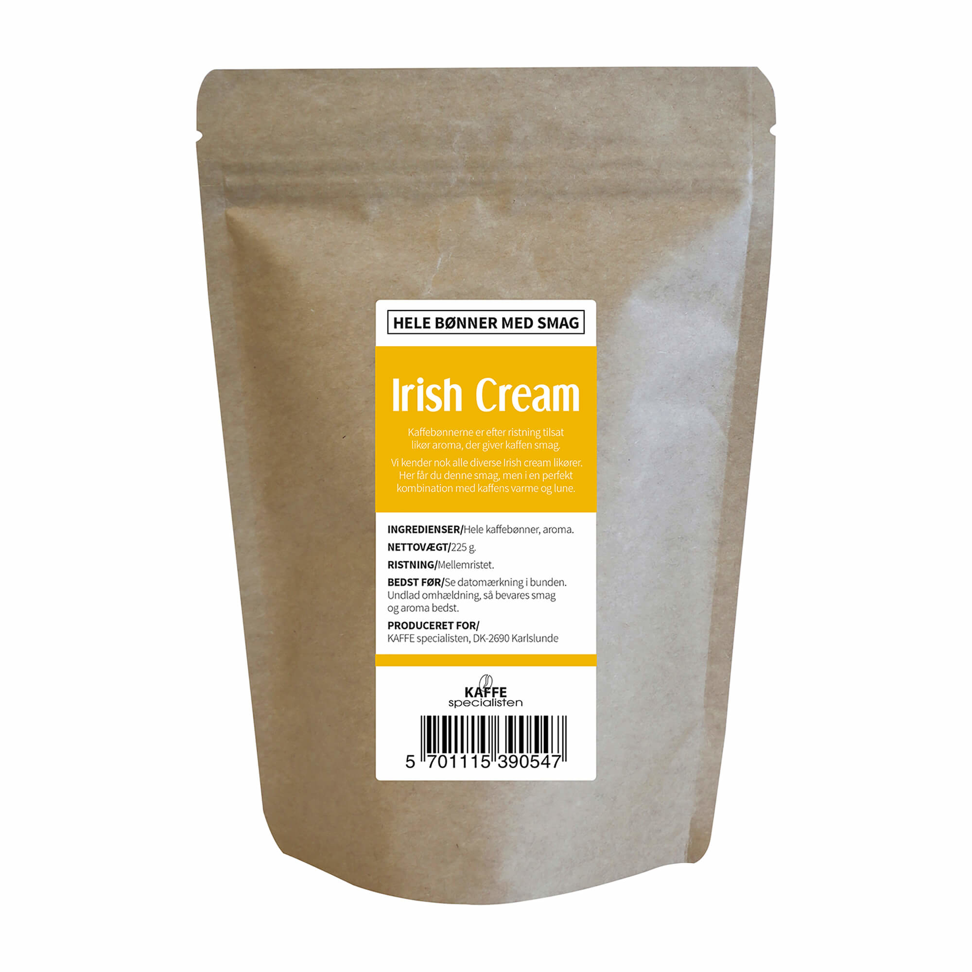 KAFFE Specialisten, Kaffebønner - Irish cream smag, 225 gram Billede af KAFFE Specialisten, Kaffebønner - Irish cream smag, 225 gram