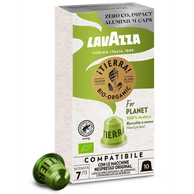 ¡Tierra! For Planet Organic Kaffekapsler (10 stk) til Nespresso° maskiner fra LavAzza