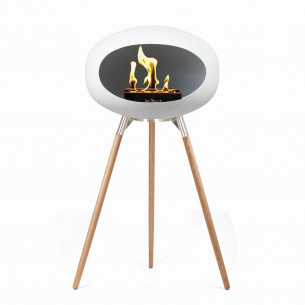 Ground Wood biopejs i hvid med ben i eg (L: 79 cm) fra Le Feu