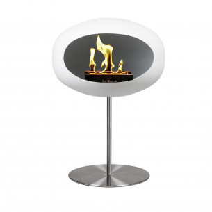 Ground Steel Low biopejs i hvid med stål fod (L: 50 cm) fra Le Feu