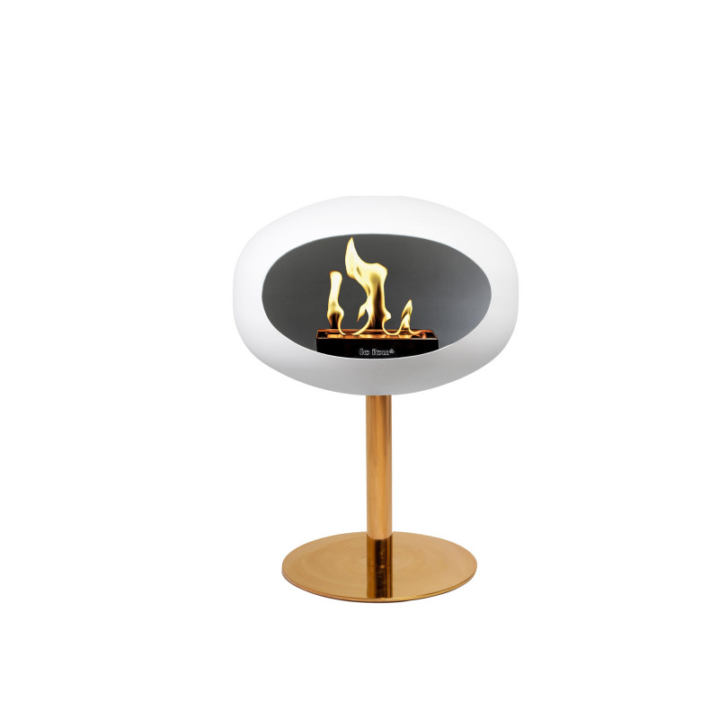 Ground Steel Low biopejs i hvid med rose gold fod (L. 50 cm) fra Le Feu