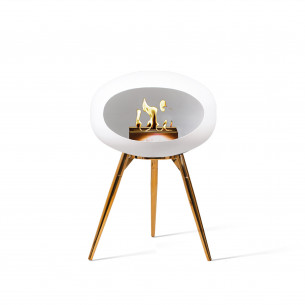 Ground Low biopejs i hvid med rose gold brænder, ben og underskål fra Le Feu