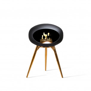 Ground Low biopejs i sort med rose gold underskål, brænder og ben fra Le Feu