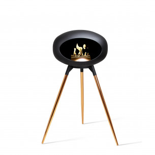 Ground biopejs i sort med underskål i sort og rose gold ben og brænder fra Le Feu
