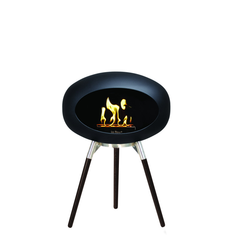 Ground Low biopejs i sort med stål underskål (L: 45 cm) fra Le Feu