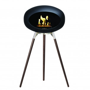 Ground Wood biopejs i sort med underskål i stål og ben i røget eg (L: 79 cm) fra Le Feu