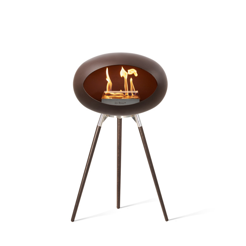 Ground Wood biopejs i mocca med underskål i stål og ben i røget eg (L: 79 cm) fra Le Feu