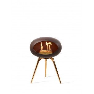 Ground Low biopejs i mocca med brænder, underskål og ben i Rose Gold (L: 45 cm) fra Le Feu