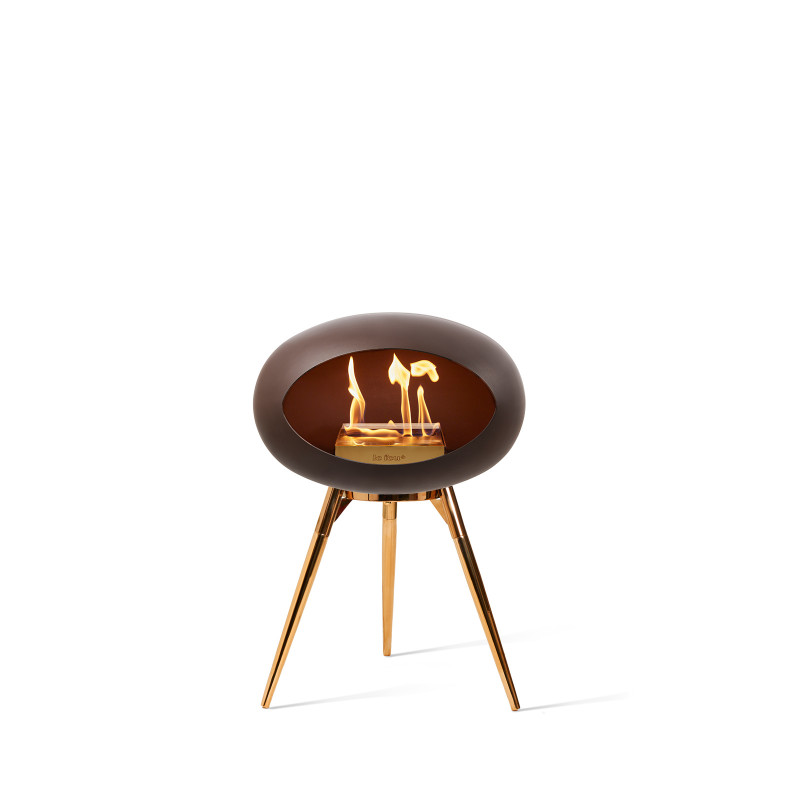 Ground Low biopejs i mocca med brænder, underskål og ben i Rose Gold (L: 45 cm) fra Le Feu