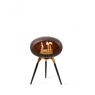 Ground Low biopejs i mocca med brænder og underskål i Rose Gold og ben i røget eg (L: 45 cm) fra Le Feu