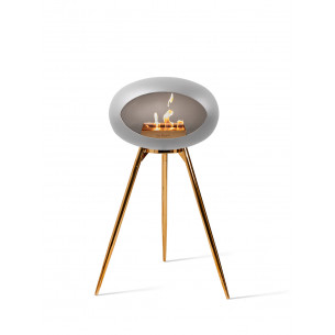Ground Steel biopejs i nikkel farve med underskål, brænder og ben i rose gold (79 cm) fra Le Feu