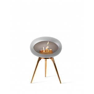 Ground Low biopejs i nikkel farve med brænder, underskål og ben i rose gold (L: 45 cm) fra Le Feu
