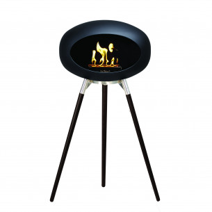 Ground Wood biopejs i sort med underskål i stål og sorte ben (L: 79 cm) fra Le Feu
