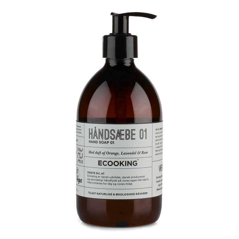 Håndsæbe 01 (500 ml) med duft af orange, lavendel og rose fra Ecooking